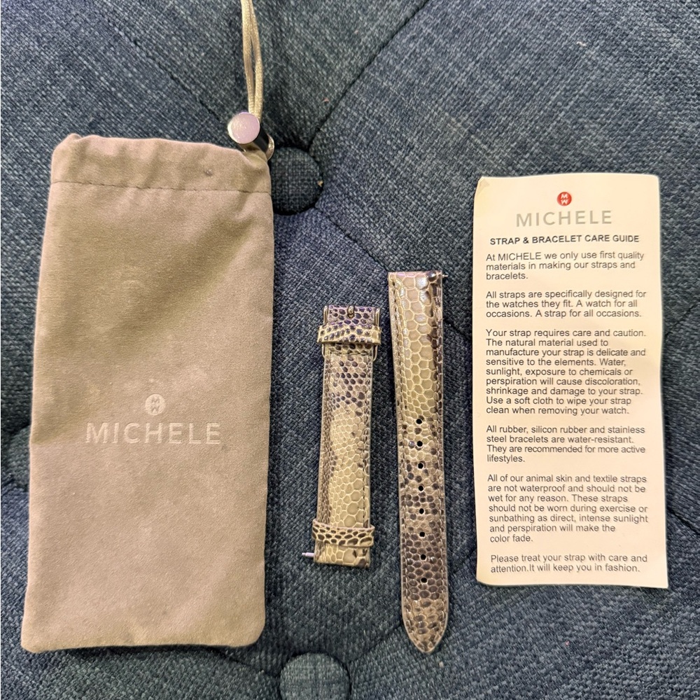 Michele 16mm Blue Snake Print Watch Band
